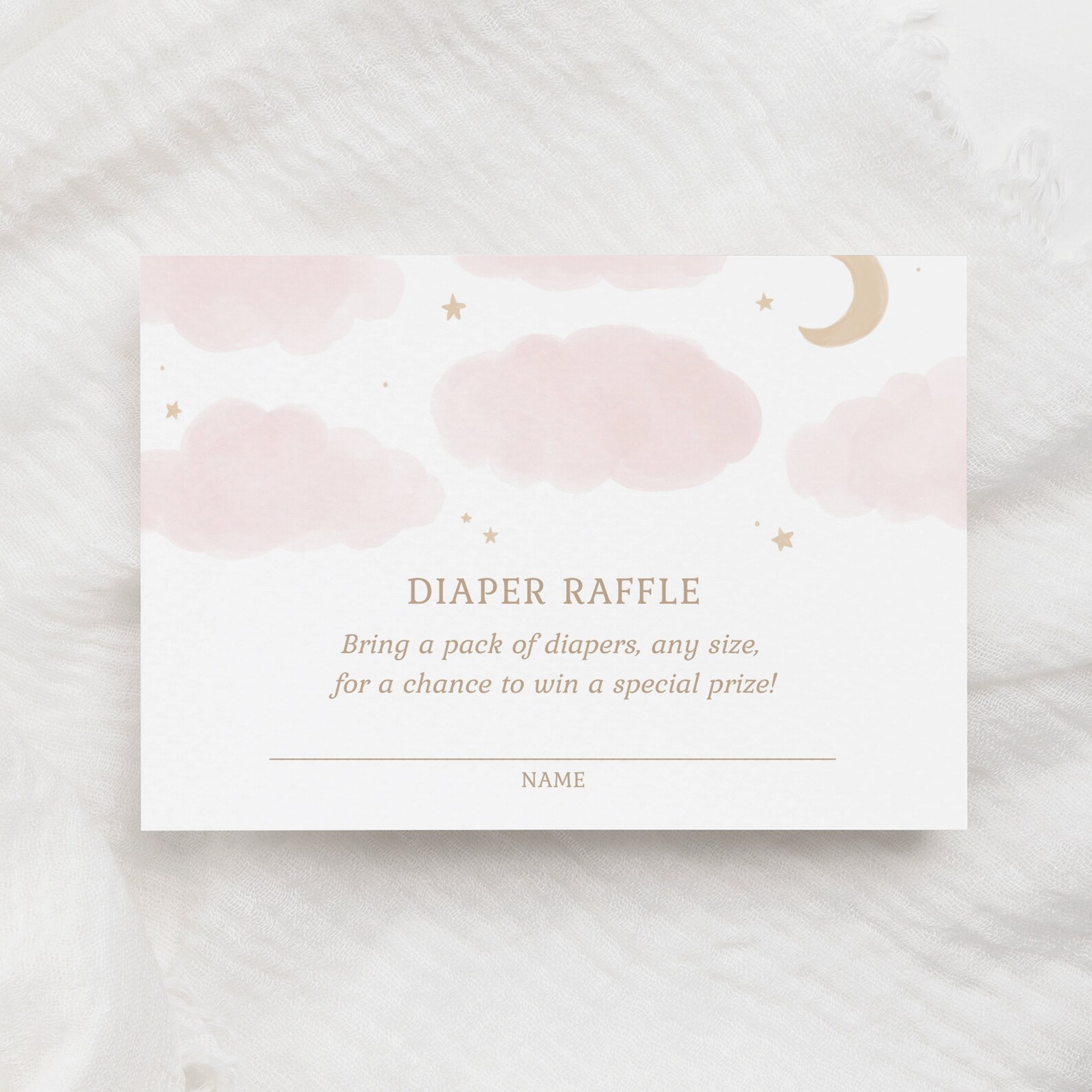 Moon and Stars Diaper Raffle Ticket Template, Watercolor Clouds Baby ...