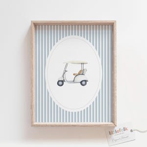Golf Cart Nursery Print, Vintage Golf Nursery Wall Decor, Printable Watercolor Golf Wall Art, Blue Boys Room Decor, DIGITAL DOWNLOAD