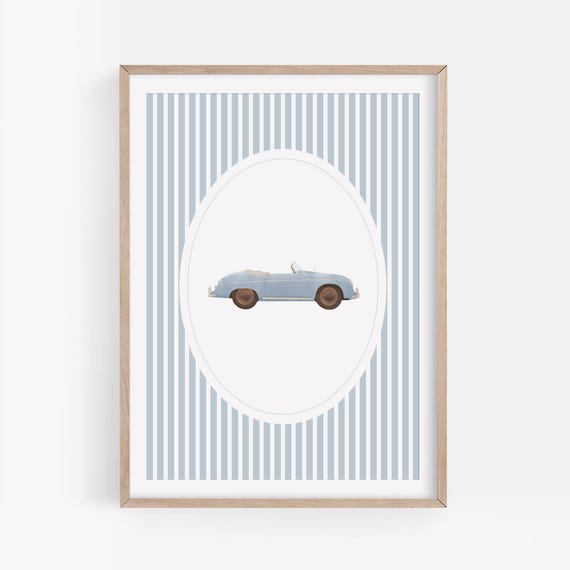 Blue Vintage Car Print, Car Wall Art, Printable Travel Wall Art, Travel Nursery Decor, Boys Room Decor, DIGITAL DOWNLOAD
