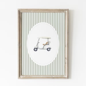 Golf Cart Nursery Print, Vintage Golf Nursery Wall Decor, Printable Sage Green Golf Wall Art, Sage Boys Room Decor, DIGITAL DOWNLOAD