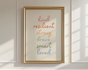 Rainbow Affirmations Print, Affirmations Nursery Decor, Kids Printable Affirmations Wall Art, Eclectic Playroom Decor, DIGITAL DOWNLOAD