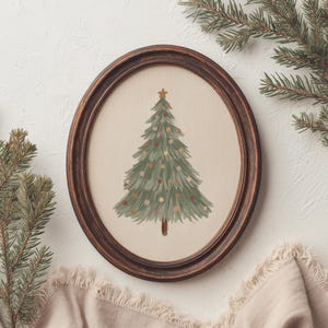 Vintage Christmas Tree Painting, Whimsical Christmas Wall Art, Rustic Holiday Decor