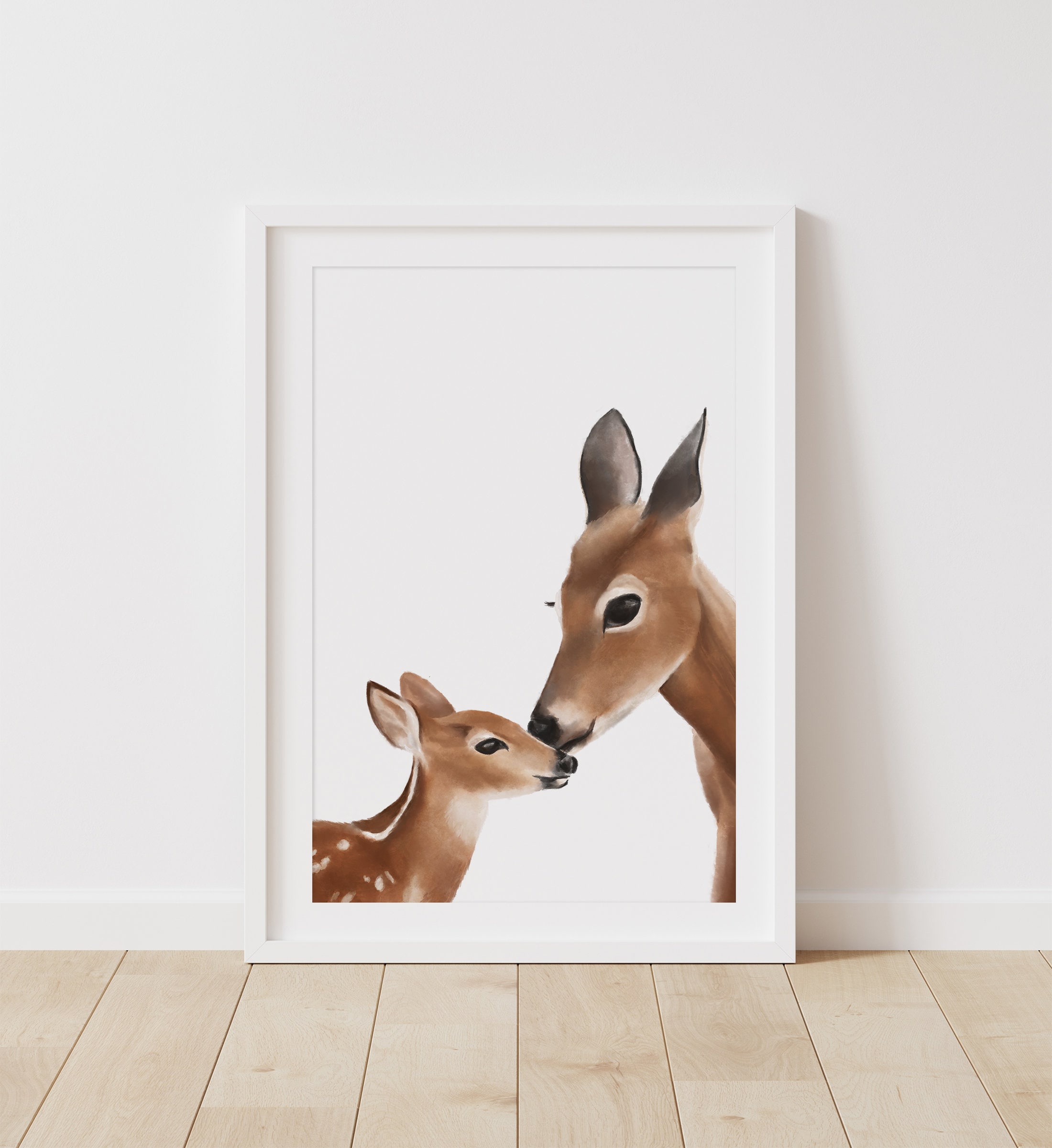 Deer Print Woodland Nursery Decor Mama and Baby Deer Baby Etsy