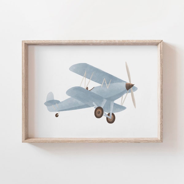 Vintage Plane Print, Biplane Wall Art, Printable Travel Wall Art, Travel Nursery Decor, Boys Room Decor, DIGITAL DOWNLOAD