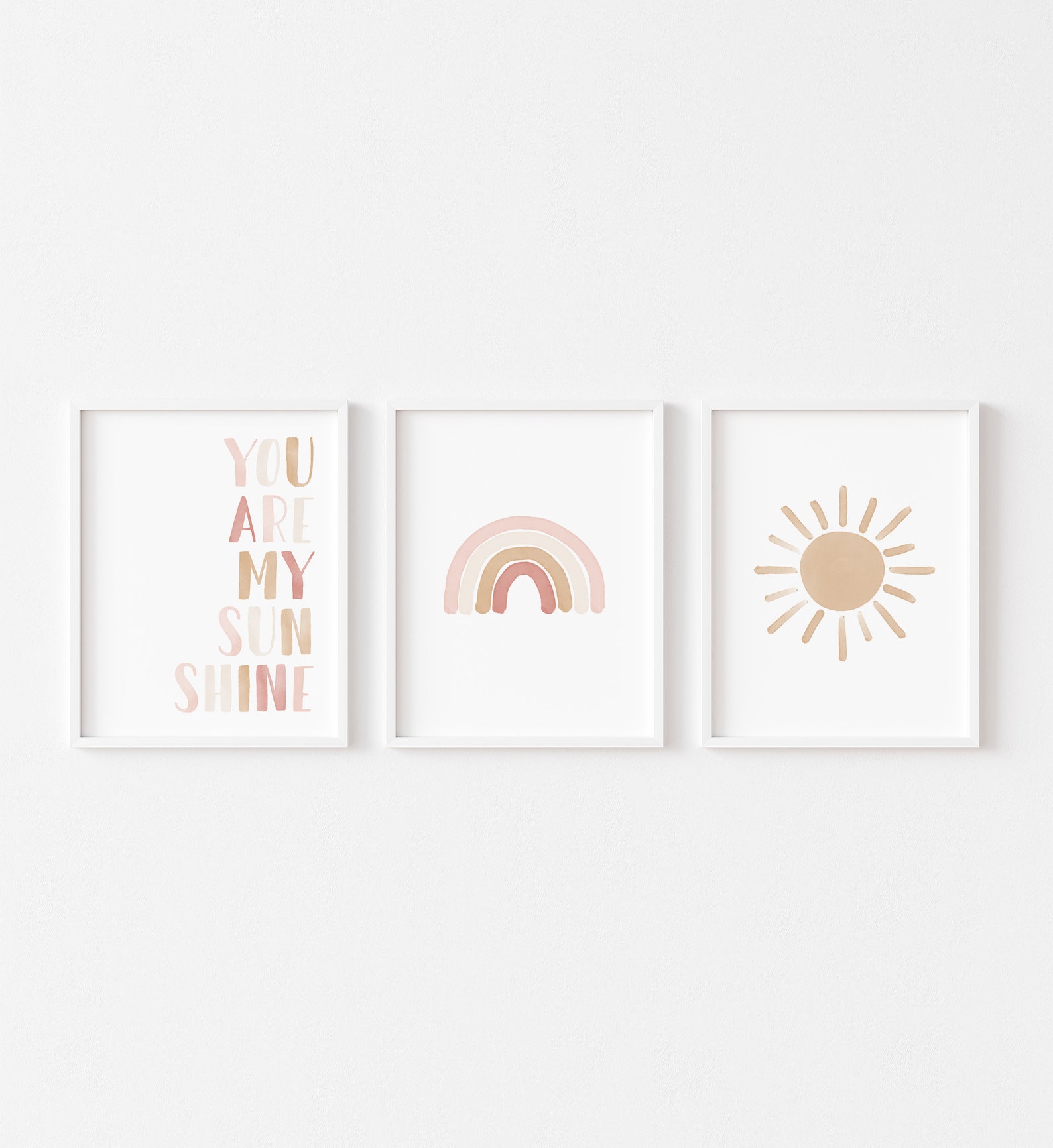 Neutral Rainbow Wall Art Set of 3 Prints You Are My Sunshine Etsy