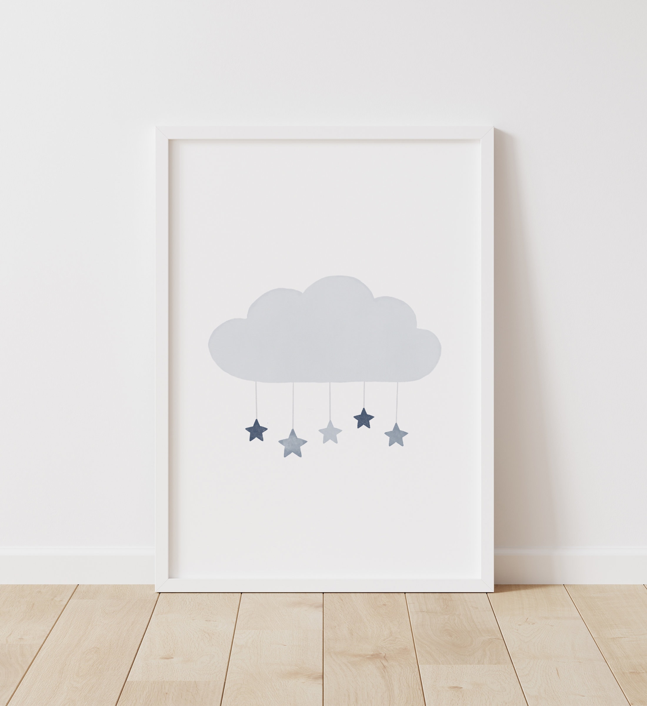 Blue Cloud Nursery Print Cloud and Stars Nursery Decor Etsy