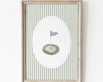 Golf Course Nursery Print, Vintage Golf Nursery Wall Decor, Printable Sage Green Golf Wall Art, Blue Boys Room Decor, DIGITAL DOWNLOAD