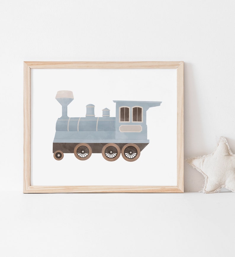 Train Poster, Printable Train Wall Art, Steam Locomotive, Transportation Decor, Boys Room Decor, DIGITAL DOWNLOAD image 3