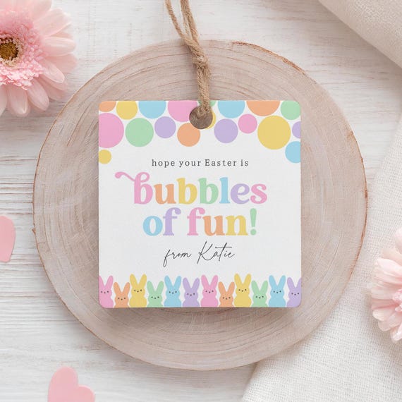 Bubbles Easter Tag Template, Kids Bubble Easter Card, Bubbles of Fun, Bubble Wand Classroom Easter Tag, DIGITAL DOWNLOAD