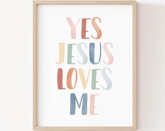 Yes Jesus Loves Me Print, Christian Baby Nursery Decor, Printable Scripture Quote Wall Art (Digital Download)