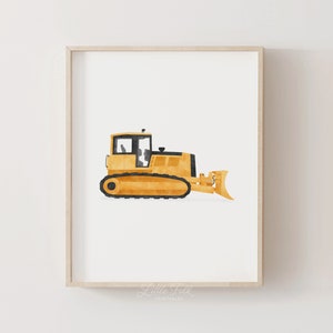 Yellow Bulldozer Print, Boys Room Decor, PRINTABLE Construction Vehicle Wall Art, Construction Birthday Party, DIGITAL DOWNLOAD