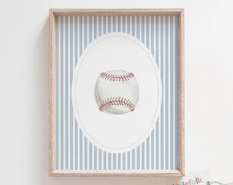 Vintage Baseball Nursery Print, Baseball Nursery Wall Decor, Printable Sports Wall Art, Blue Boys Room Decor, DIGITAL DOWNLOAD