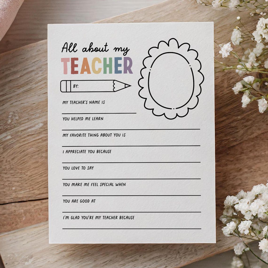 Printable Teacher Appreciation Week Coloring Page, All About My Teacher ...