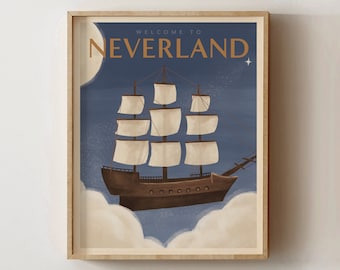 Neverland Nursery Decor, Peter Pan Print, Printable Wall Art, Kids Room Decor, DIGITAL DOWNLOAD