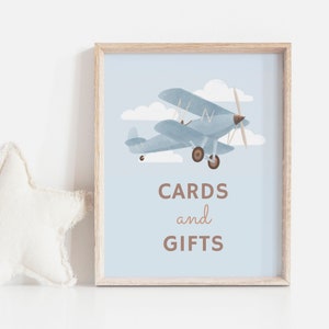 Flugzeug Geburtstag Party Karten und Geschenke Schild, druckbare Vintage Reise Geburtstag Tisch Schild Dekor, Geburtstag Dekorationen, DIGITAL DOWNLOAD