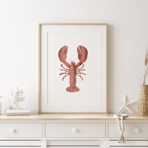 Watercolor Lobster Print, Beach Nursery Decor, Nautical Decor, PRINTABLE Lobster Wall Art, Coastal Home Decor, DIGITAL DOWNLOAD image 3