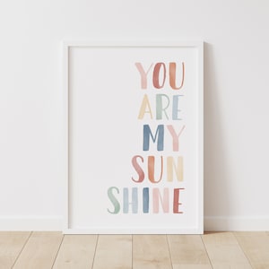 Rainbow You Are My Sunshine Print, Nursery Decor, PRINTABLE Wall Art, Kids Room Decor, DIGITAL DOWNLOAD
