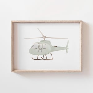 Vintage Helicopter Print, Green Helicopter Wall Art, Printable Travel Wall Art, Travel Nursery Decor, Boys Room Decor, DIGITAL DOWNLOAD