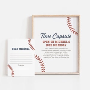 Cápsula do tempo editável para festa de aniversário de beisebol, decoração de primeiro aniversário de beisebol para impressão, pequeno novatoDIGITAL DOWNLOAD