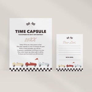 Editable Race Car Birthday Party Time Capsule, Printable First Birthday Decorations, DIGITAL DOWNLOAD image 2