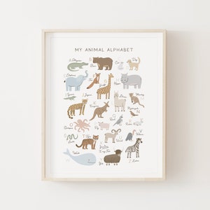 Animal Alphabet Poster, PRINTABLE Wall Art, Educational ABC Poster, Kids Room Decor, Nursery Wall Art, Nursery Decor, Digital Download image 2