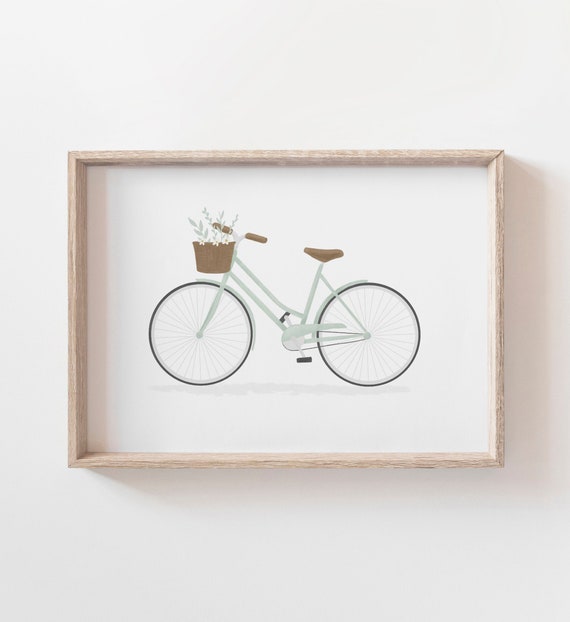 Mint Green Bike Print Bicycle Wall Art Printable Wall Art | Etsy