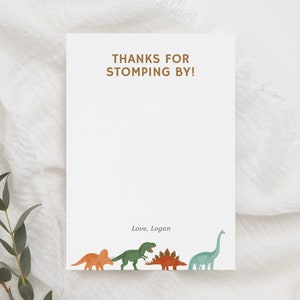 Editable Dinosaur Birthday Party Thank You Card Template, Printable ...
