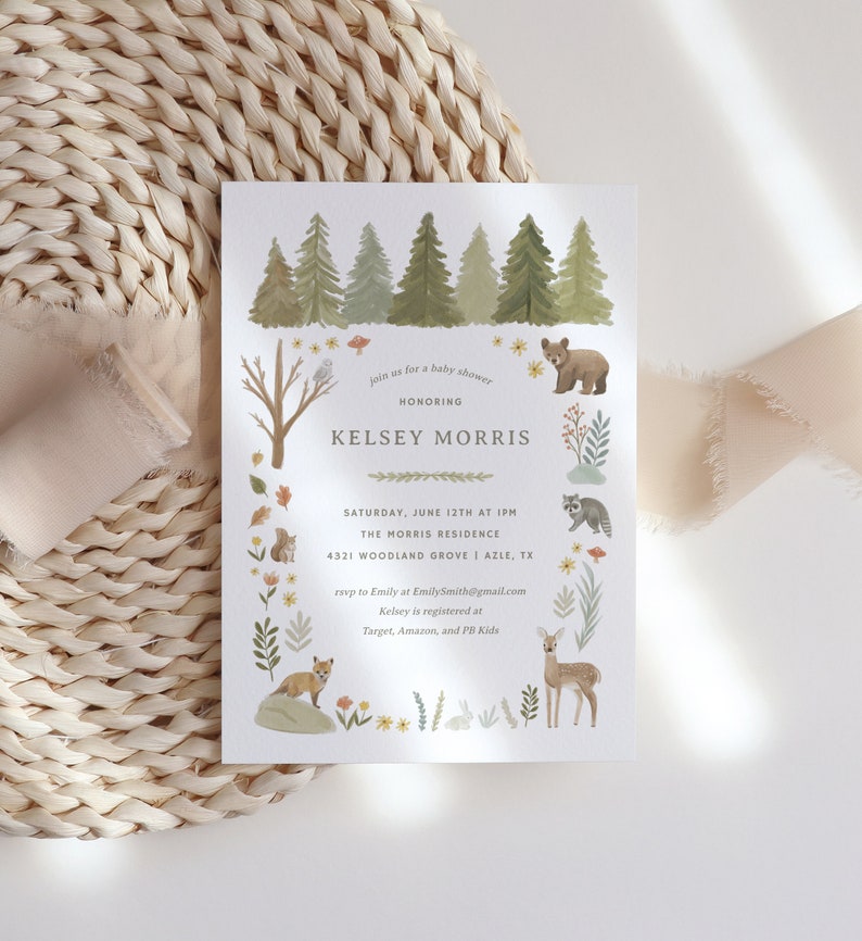Woodland Baby Shower Invitation Woodland Animals Baby Shower Etsy