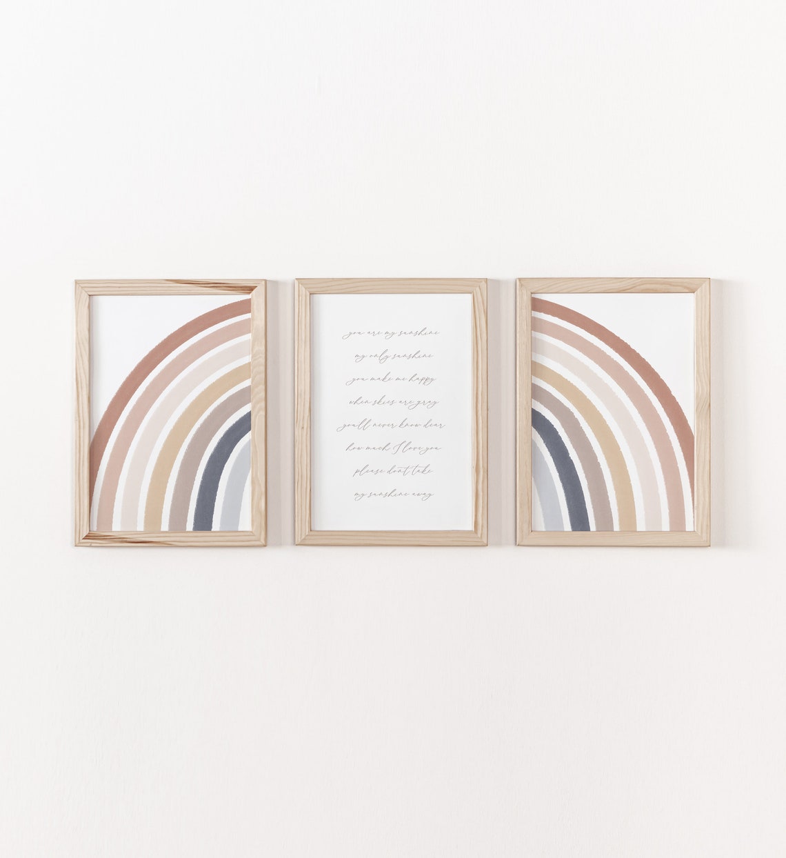 Neutral Rainbow Wall Art Set of 3 Prints You Are My Sunshine Etsy