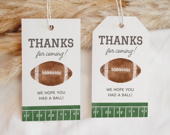 Editable Football Birthday Favor Tag Template, Printable Football 1st Birthday Party Decor, 1st Year Down, DIGITAL DOWNLOAD