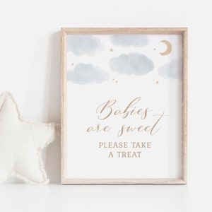 Babies are Sweet Take a Treat, Moon and Stars Baby Shower Dessert Table Sign, Printable Over the Moon Baby Shower Sign, DIGITAL DOWNLOAD image 3