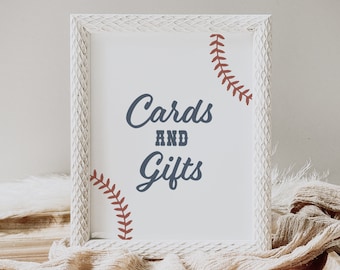 Baseball Birthday Cards and Gifts Sign, Printable Little Rookie 1st Birthday Gift Table Sign, DIGITAL DOWNLOAD