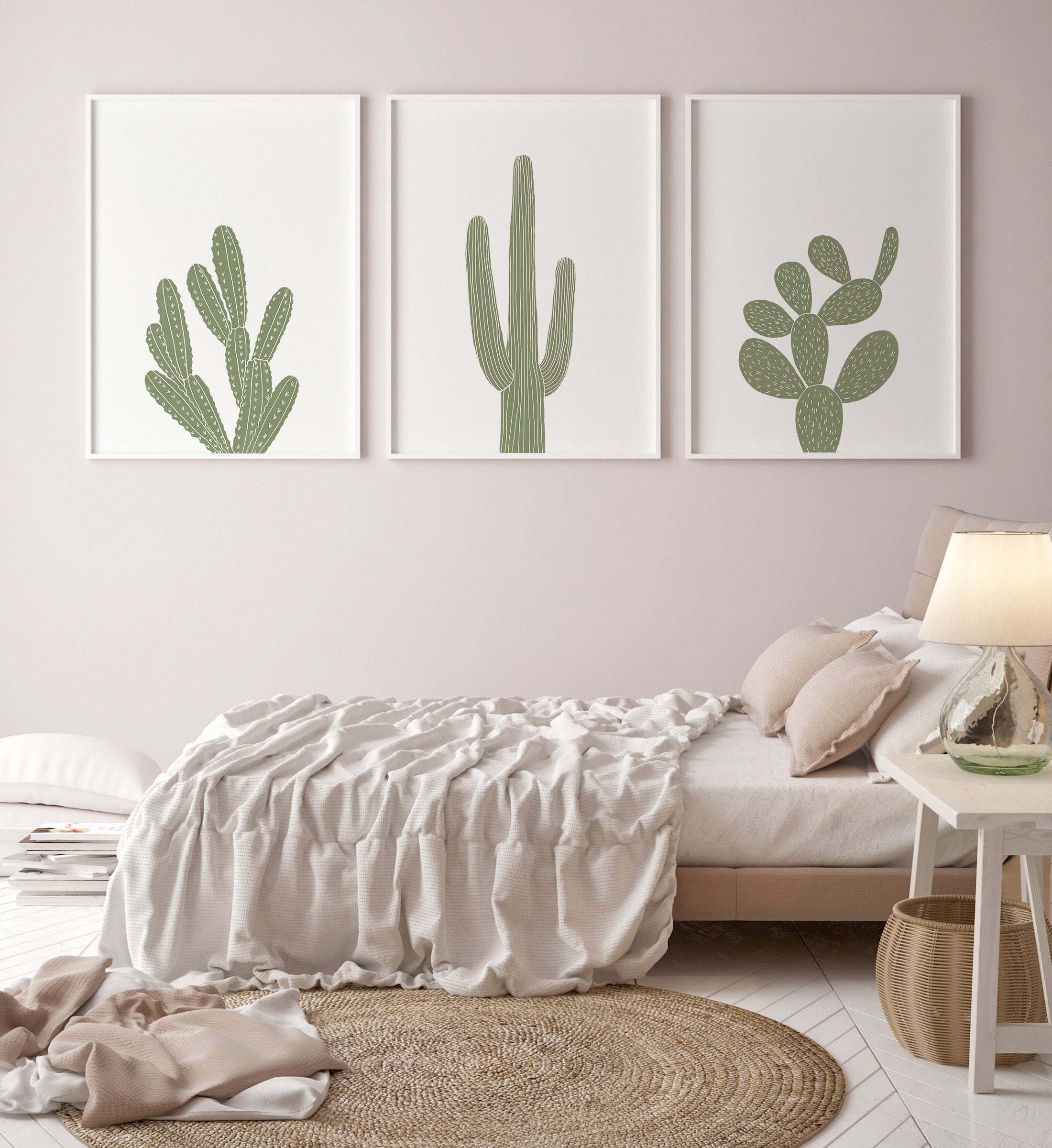 Cactus Prints Set of 3, Printable Boho Cactus Wall Art, Southwestern ...