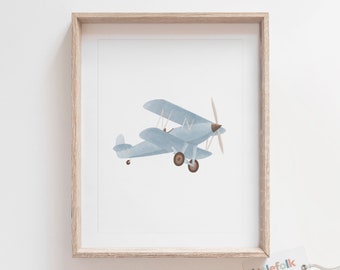 Vintage Plane Print, Biplane Wall Art, Printable Travel Wall Art, Travel Nursery Decor, Boys Room Decor, DIGITAL DOWNLOAD