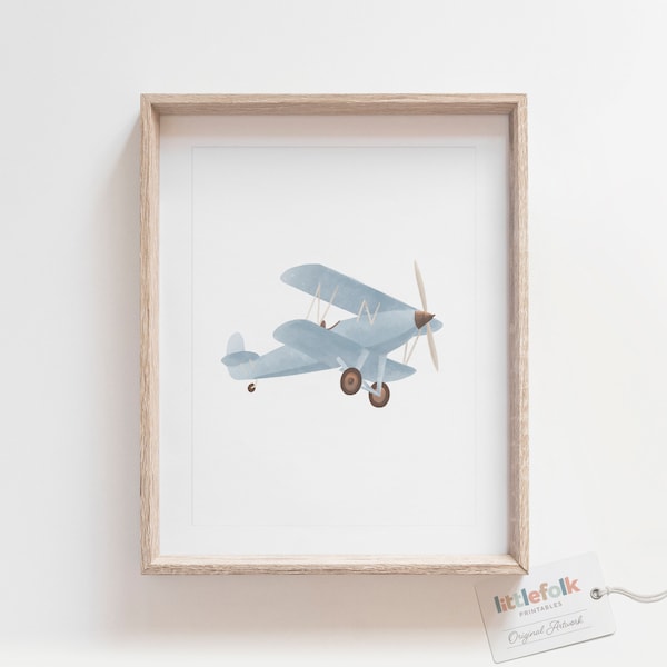 Vintage Plane Print, Biplane Wall Art, Printable Travel Wall Art, Travel Nursery Decor, Boys Room Decor, DIGITAL DOWNLOAD