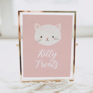 Kitten Birthday Party Kitty Treats Sign, Printable Kitty Cat Treats Sign, Cat Birthday Party Decor, DIGITAL DOWNLOAD