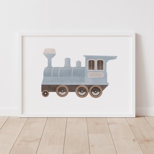 Train Poster, Printable Train Wall Art, Steam Locomotive, Transportation Decor, Boys Room Decor, DIGITAL DOWNLOAD image 2