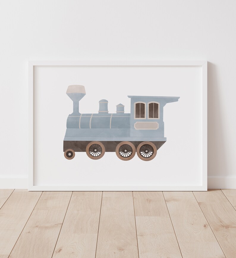 Train Poster, Printable Train Wall Art, Steam Locomotive, Transportation Decor, Boys Room Decor, DIGITAL DOWNLOAD image 2