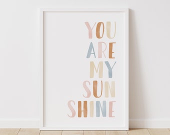 You Are My Sunshine Print, Boho Nursery Decor, PRINTABLE Wall Art, Girls Room Decor, DIGITAL DOWNLOAD