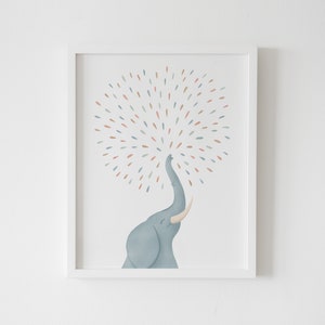 Watercolor Elephant Print, Elephant Nursery Decor, Printable Elephant Wall Art, Kids Room Decor, DIGITAL DOWNLOAD image 1