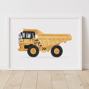 Yellow Dump Truck Print, Boys Room Decor, PRINTABLE Construction Vehicle Wall Art, Construction Birthday Party, DIGITAL DOWNLOAD
