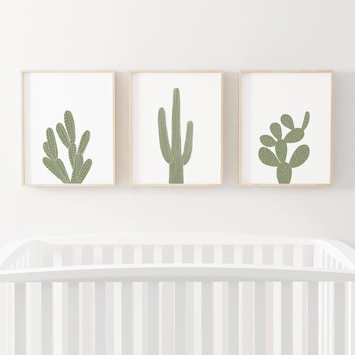 Cactus Nursery Prints Baby Boy Nursery Wall Art Set of 3 Etsy