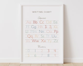 Rainbow Alphabet Poster, Handwriting Chart Print, Educational PRINTABLE Wall Art, Rainbow Classroom Decor, Back to School, DIGITAL DOWNLOAD