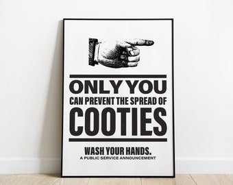 Funny Bathroom Decor, PRINTABLE Bathroom Quote Wall Art, Funny Cooties Bathroom Print, Kids Bathroom Decor, DIGITAL DOWNLOAD