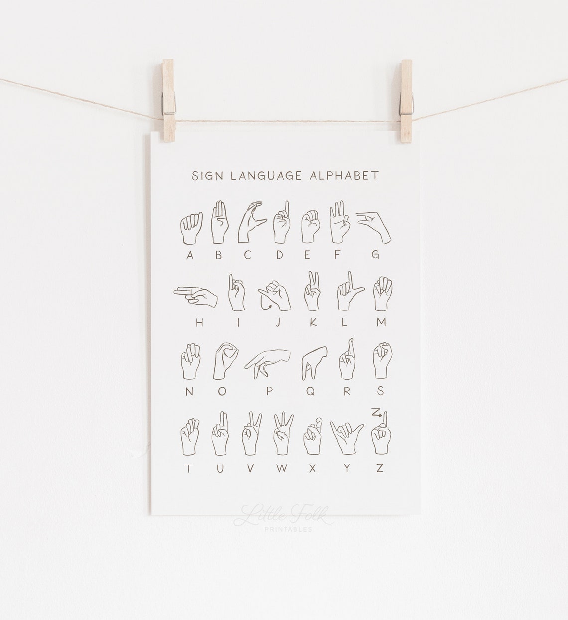 American Sign Language Poster Printable ASL Alphabet Wall Etsy