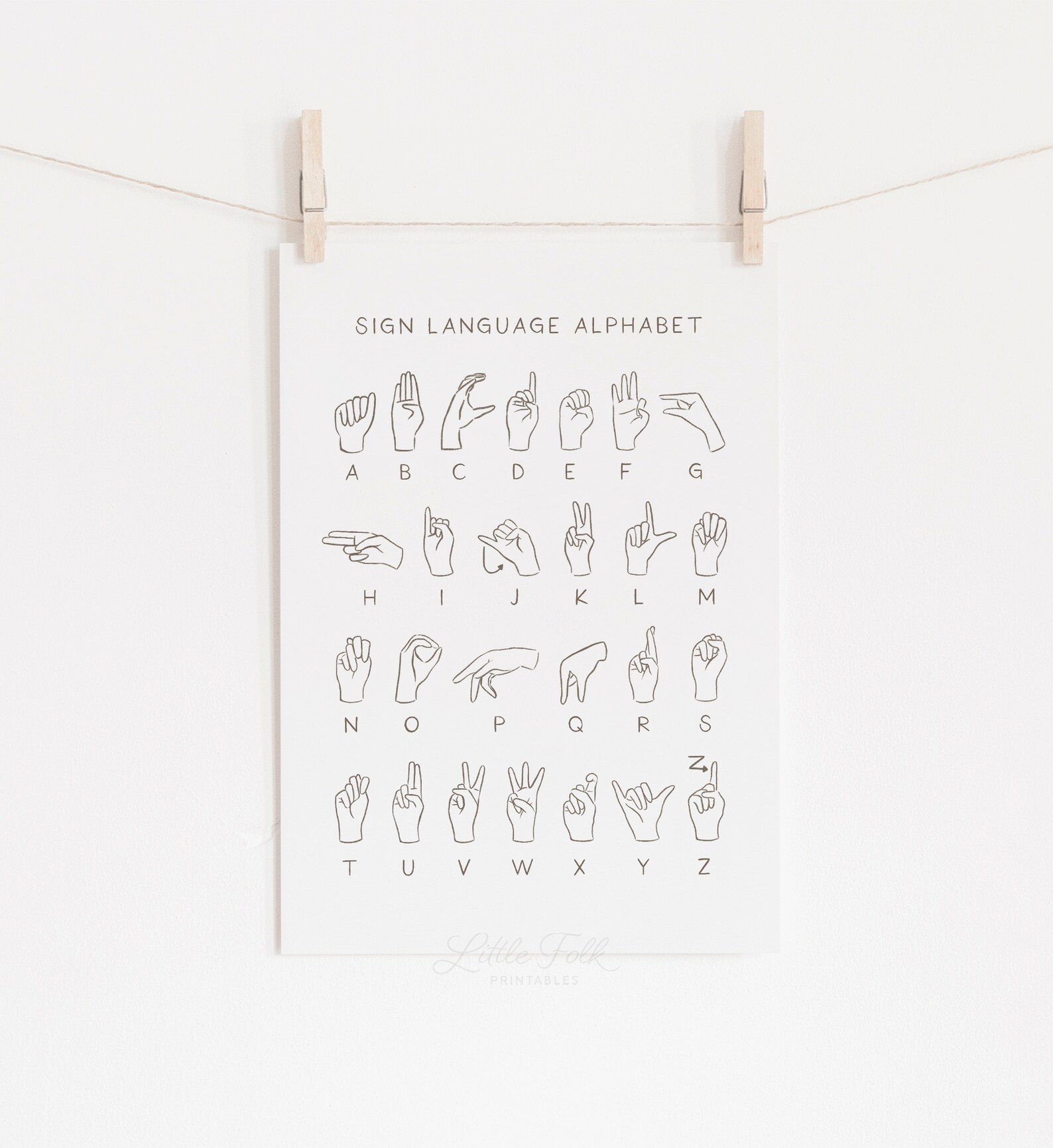 American Sign Language Poster Printable ASL Alphabet Wall Etsy