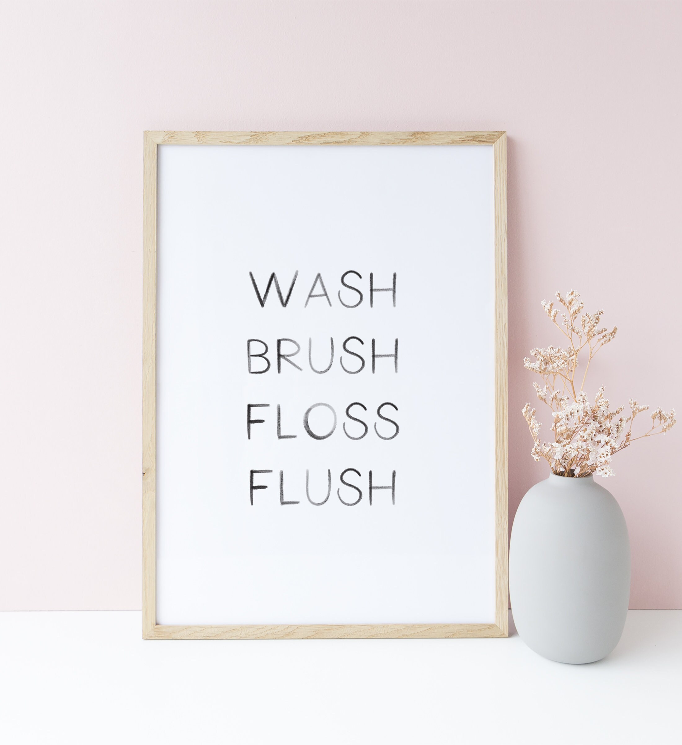 Wash Brush Floss Flush Print PRINTABLE Bathroom Wall Art - Etsy