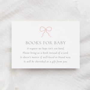 Rosa Schleife Babypartybücher für Babyvorlage, Rosa Schleife Mädchen Babypartybuch Anfrage, druckbare bearbeitbare Karte, DIGITAL DOWNLOAD