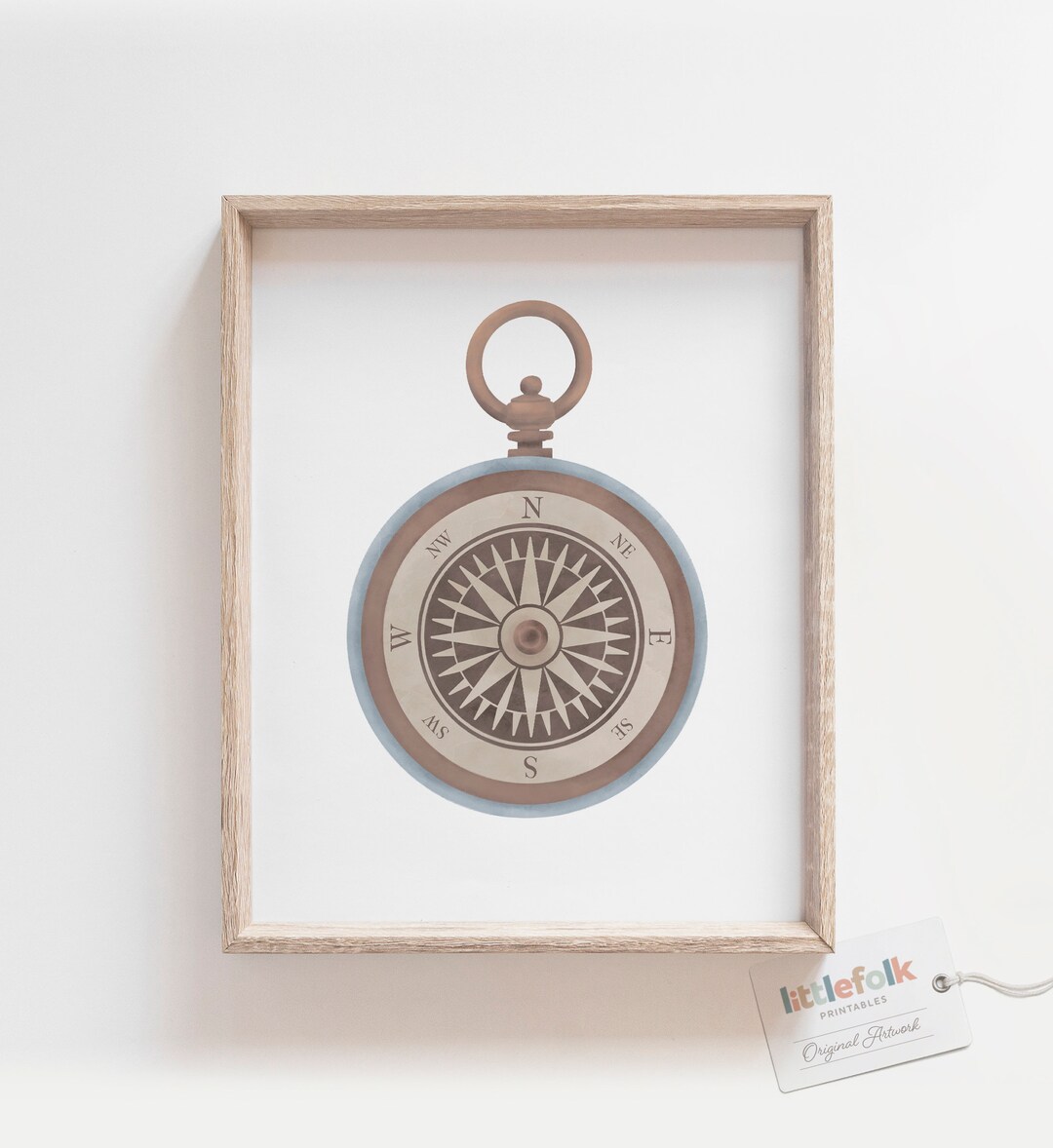 Vintage Compass Print, Printable Travel Wall Art, Travel Nursery Decor ...