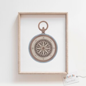 Vintage Compass Print, Printable Travel Wall Art, Travel Nursery Decor, Neutral Nursery Decor, Boys Room Decor, DIGITAL DOWNLOAD